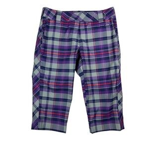 Oakley Performance Capri Pants  Women's 4  Purple Plaid Pedal Pusher Hiking Golf